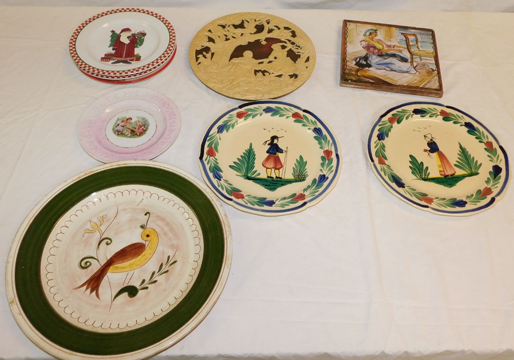 Lot Porcelain Plates - Hand Painted Tile: Lot Porcelain Plates - Hand Painted Tile. ALL DESCRIPTIONS AND ANY CONDITION STATEMENT GIVEN BY LANGSTON AUCTION GALLERY ARE STRICTLY OPINIONS AND LANGSTON'S SHALL HAVE NO RESPONSIBILITY FOR ERRORS OR