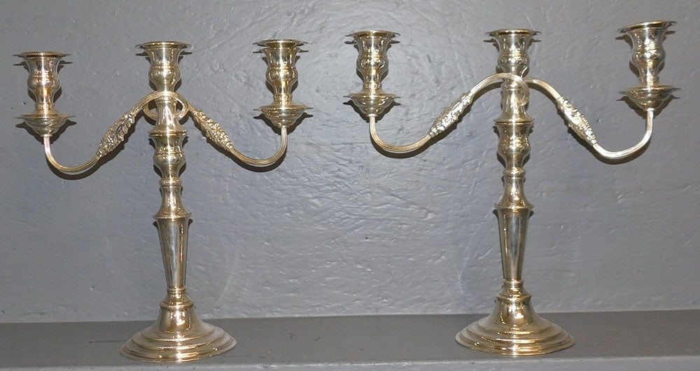 Pair of Sheffield 3 Light Candelabras (1 of 2)