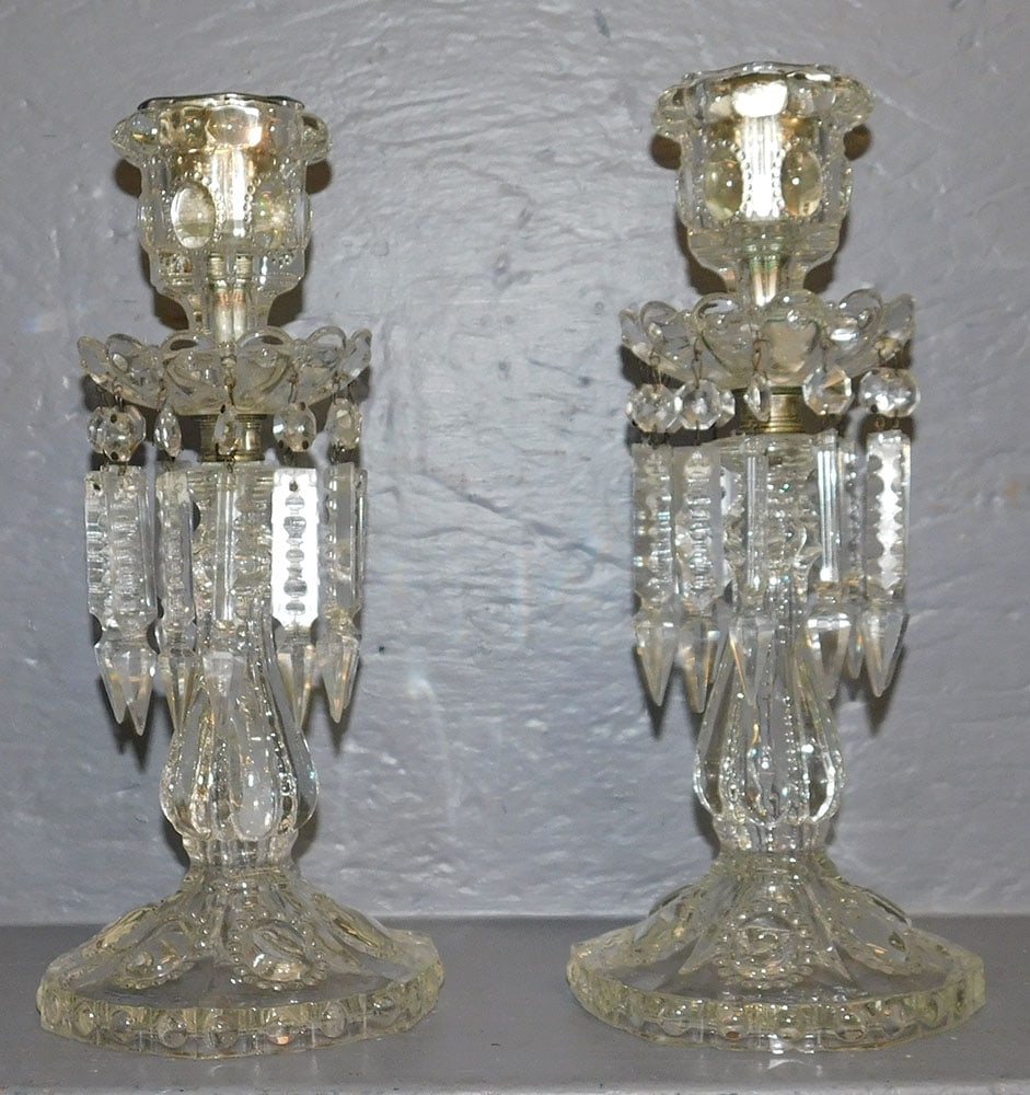 Pair of Victorian Girandole Glass Candlesticks (1 of 3)