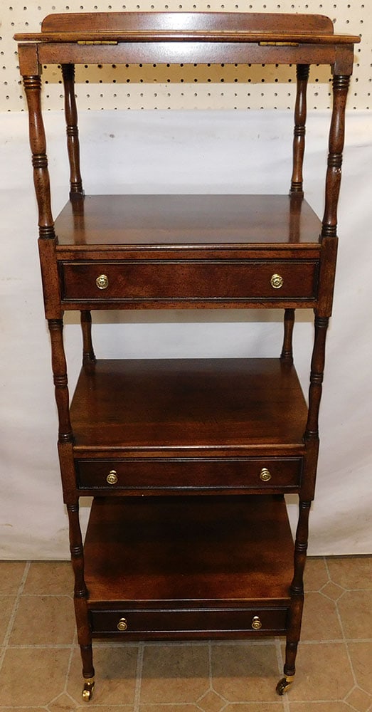 Mahogany 4 Tier 3 Drawer Etagere with Music Stand Top (1 of 8)
