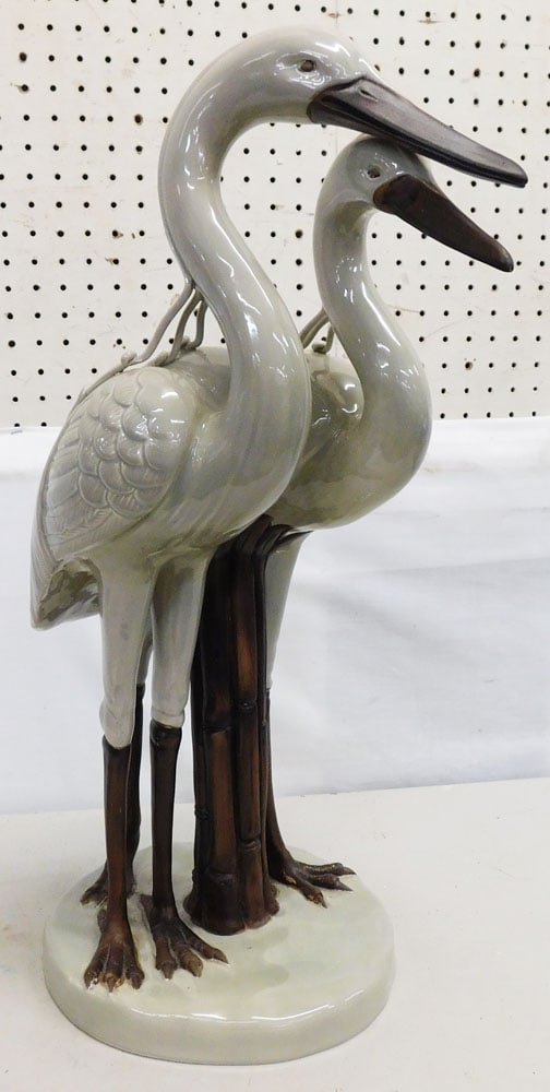 Large Porcelain Figure of 2 Cranes by Frederick Cooper (1 of 6)