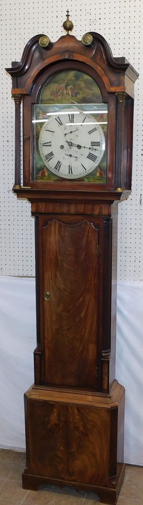 19th Century Mahogany Grandfather Clock with Painted Dial (1 of 10)
