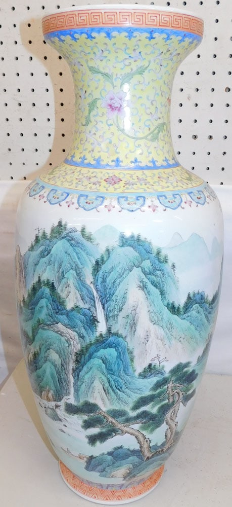 Large Paint Decorated Oriental Porcelain Vase (1 of 5)
