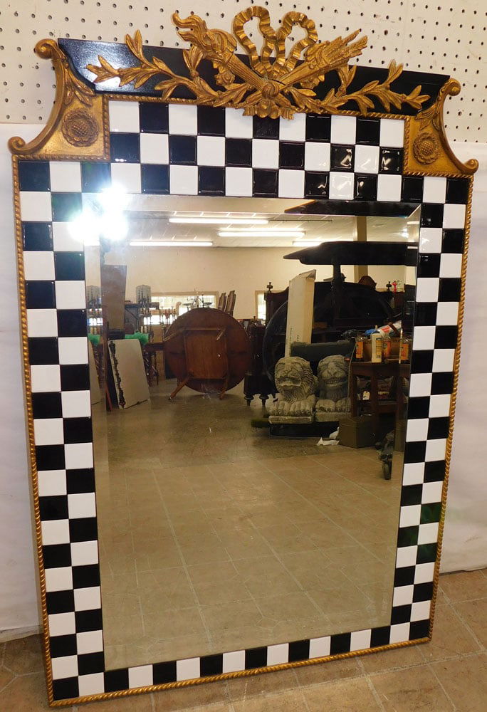 Porcelain Tile & Gilt Frame Decorated Mirror (1 of 3)