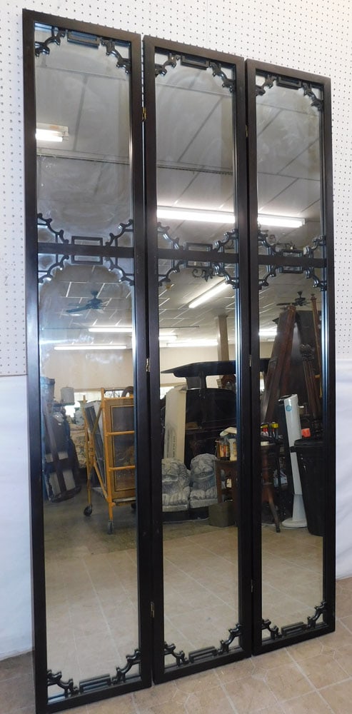 3 Panel Walnut & Mirror Room Divider (1 of 3)