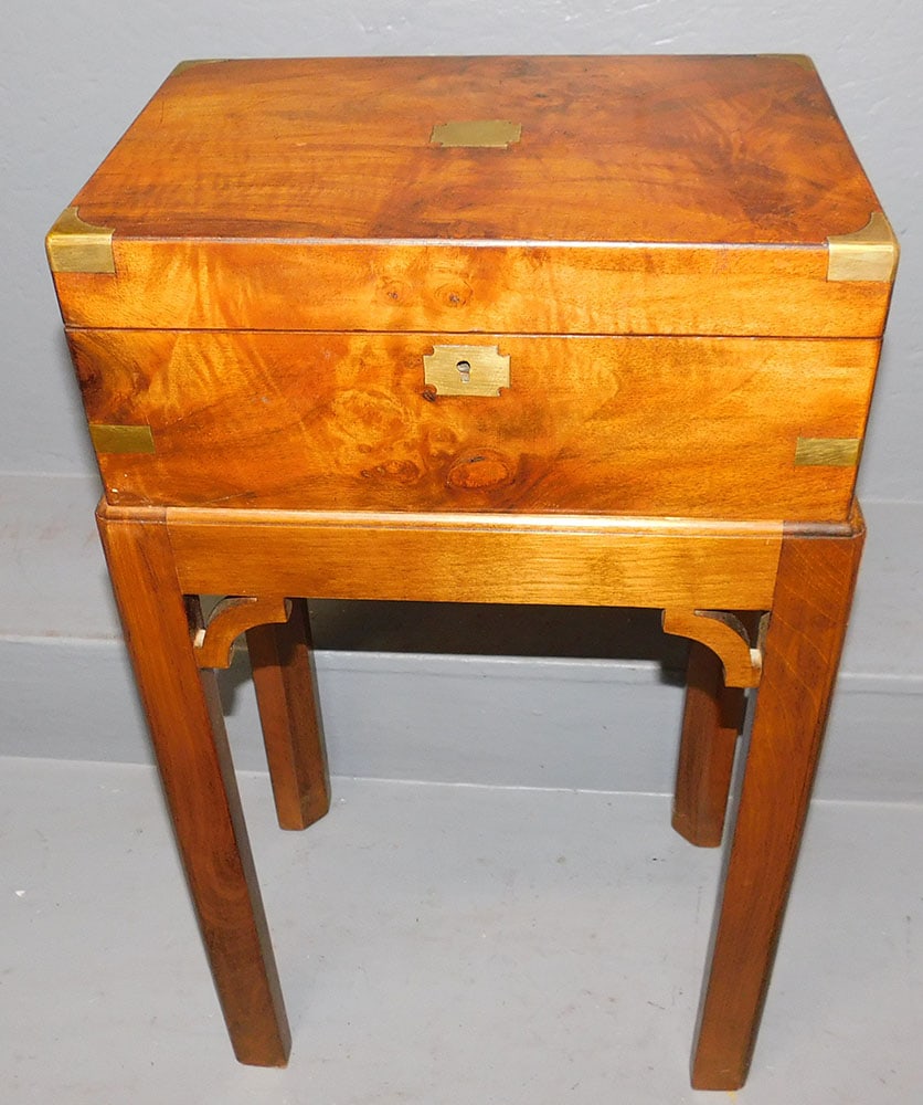 19th Century Mahogany & Brass Bound Lap Desk on Stand (1 of 3)