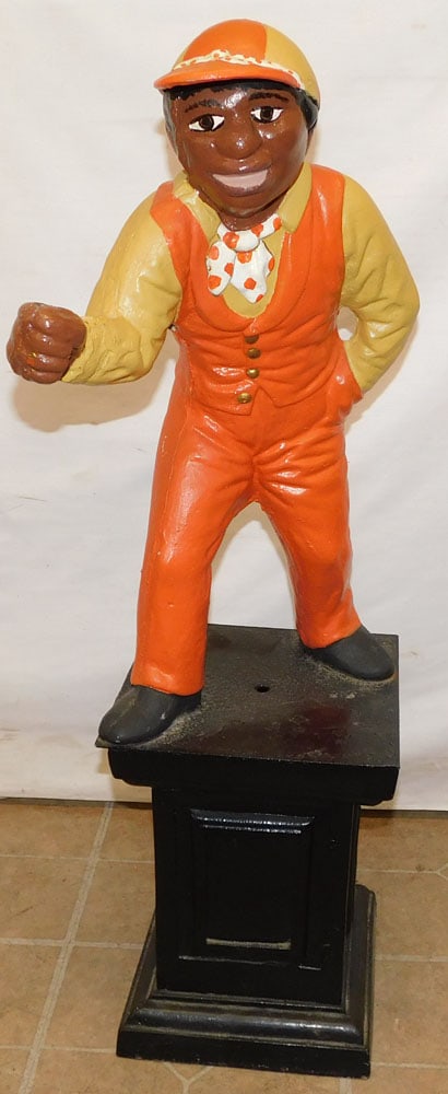 Antique Painted Cast Iron Black Americana Jockey Hitching Post (1 of 4)