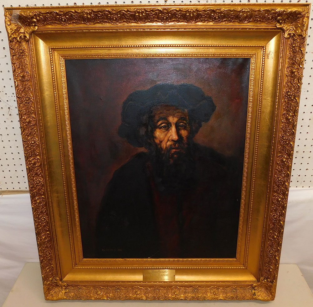Oil on Canvas Portrait, (Rembrandt's "The Rabbi" by Robert L. Alberts) (1 of 6)