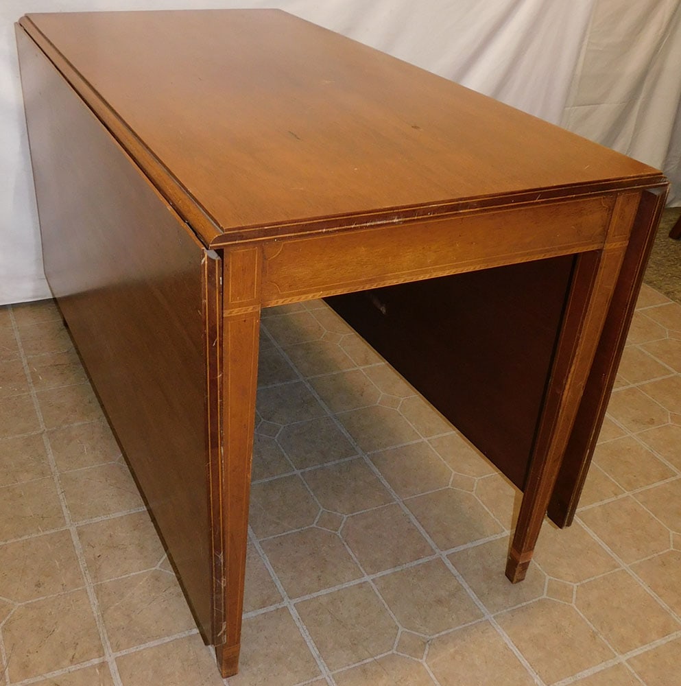 Mahogany Inlaid Drop Leaf Dining Table by Biggs (1 of 5)