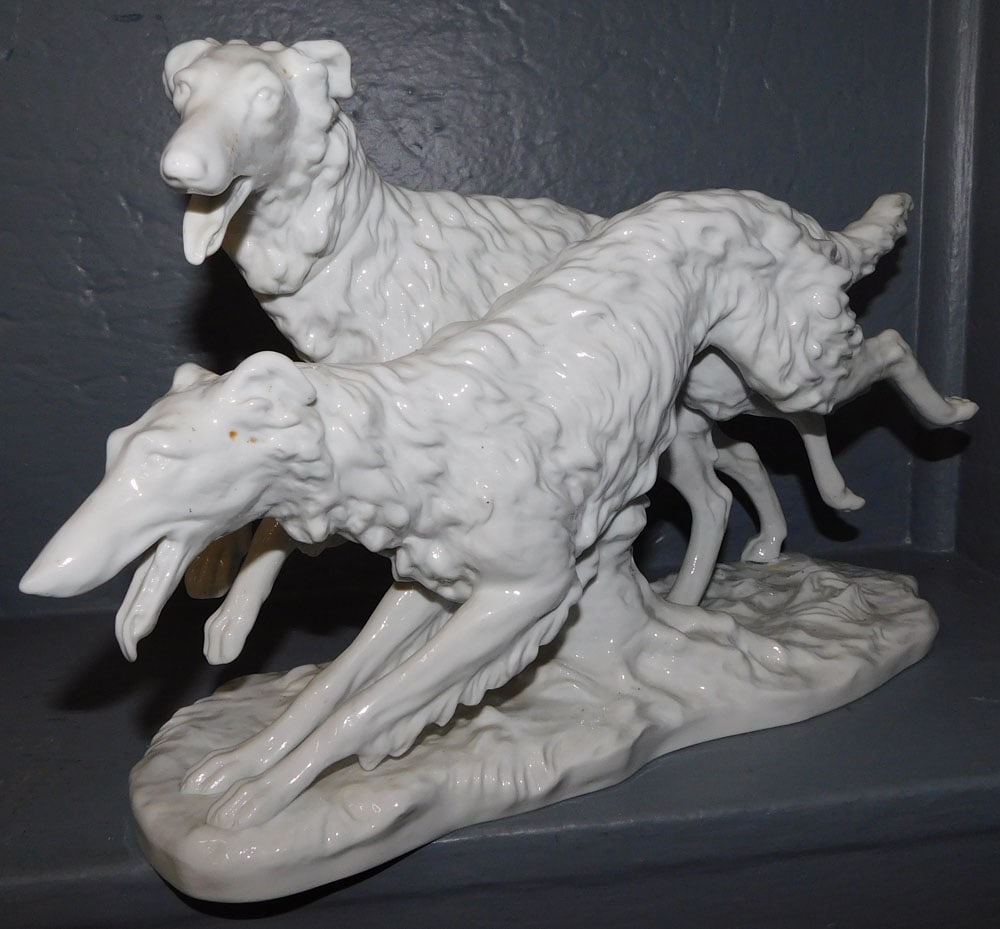 Large German Porcelain Figure of Pointers (1 of 4)