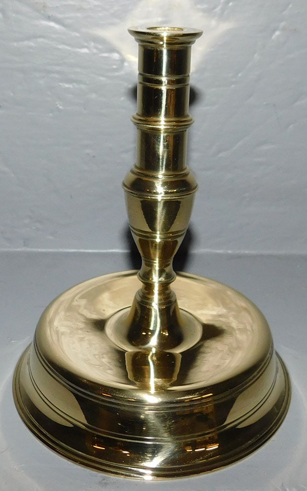 Antique Polished Brass Bell Bottom Candlestick (1 of 2)