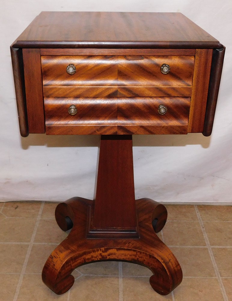 19th C Mahogany Two Drawer Drop Leaf Stand (1 of 4)