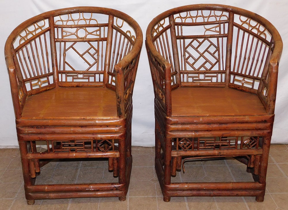 Pair Brighton Style Bamboo Arm Chairs (1 of 6)
