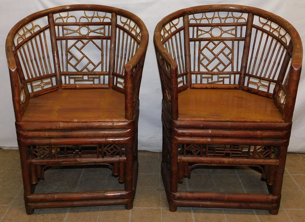 Pair Brighton Style Bamboo Arm Chairs (1 of 8)