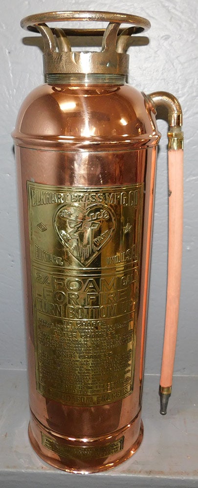 Antique Polished Copper & Brass Elkhart Fire Extinguisher (1 of 3)