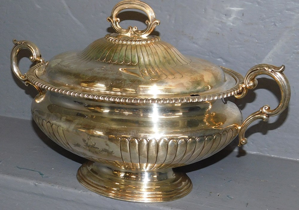 Silverplated Armorial Covered Tureen by Elkington & Co. (1 of 4)