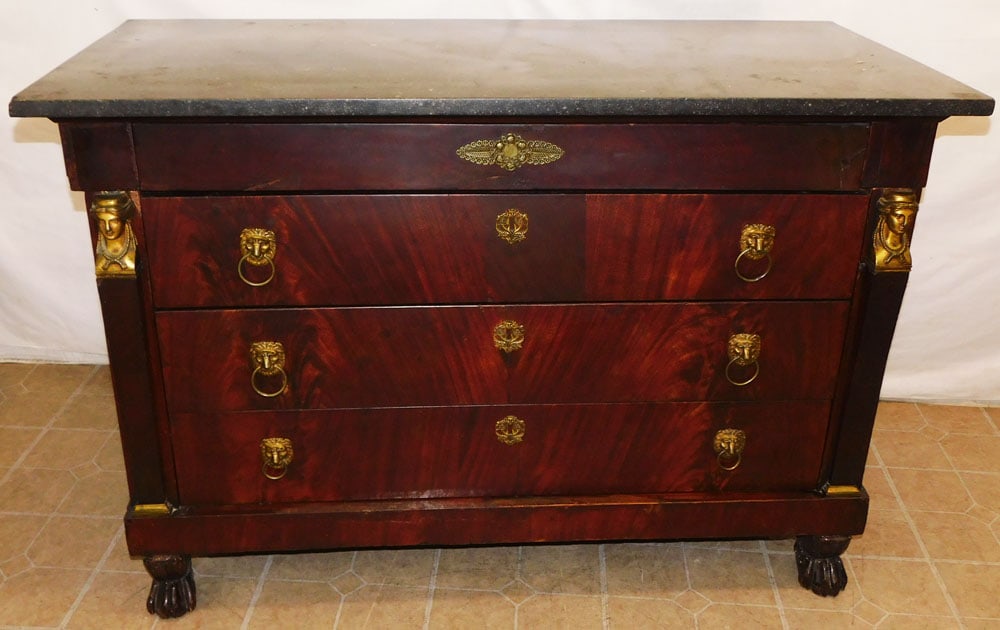 19th Century French Empire Marble Top 4 Drawer Commode (1 of 10)