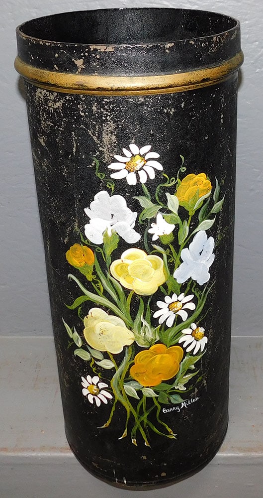 Antique Paint Decorated Metal Umbrella Stand (1 of 6)