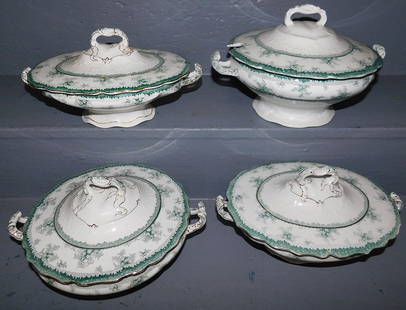 Lot of 4 English Porcelain Covered Dishes by John Maddock & Sons: Lot of 4 English Porcelain Covered Dishes by John Maddock & Sons. Up to 12" W 7" H ALL DESCRIPTIONS AND ANY CONDITION STATEMENT GIVEN BY LANGSTON AUCTION GALLERY ARE STRICTLY OPINIONS AND LANGSTON'S S