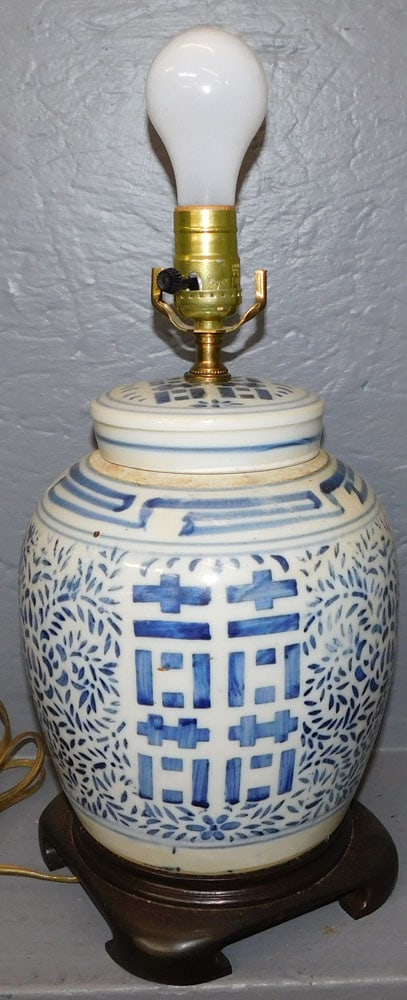 Chinese Blue & White Ginger Jar Made Into Lamp (1 of 3)
