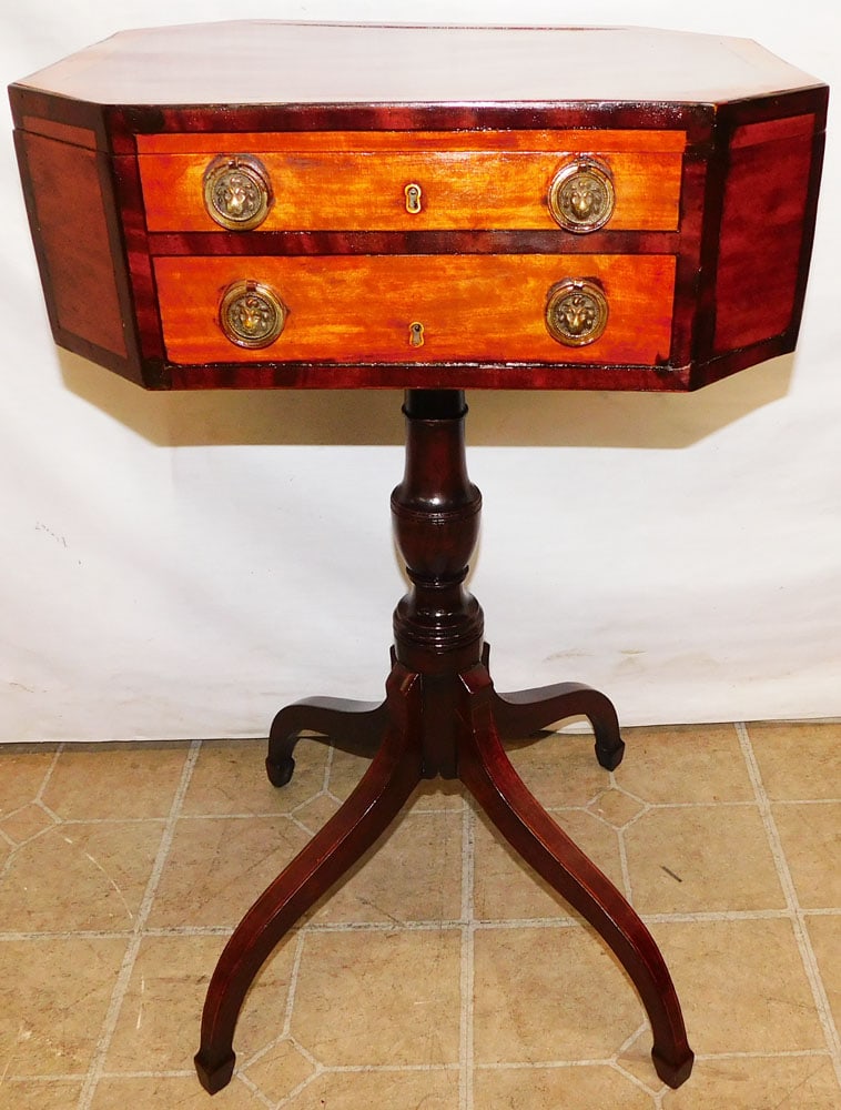 19th Century Mahogany & Satinwood Sewing Stand (1 of 5)