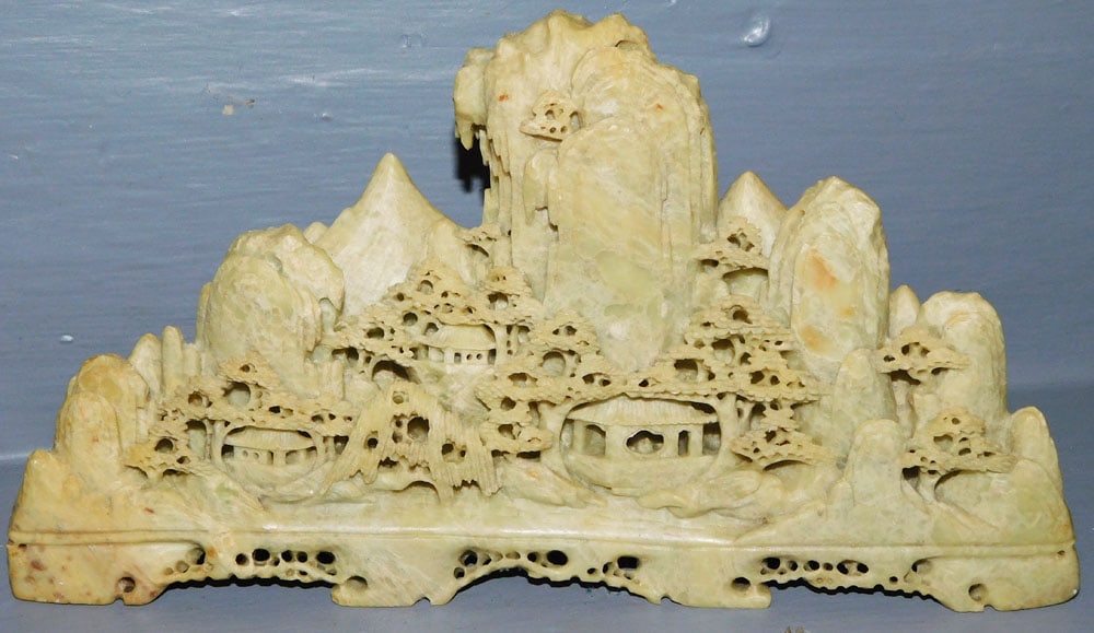 Chinese Carved Soapstone Mountain Village (1 of 5)