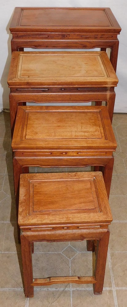 Set of 4 Oriental Teakwood Nesting Tables (1 of 4)