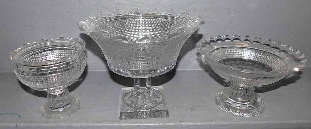 3 Anglo Irish Cut Glass Compotes (1 of 3)