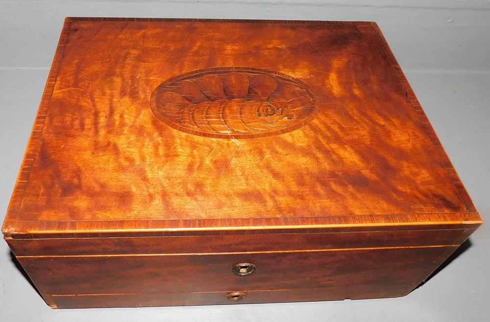 19th Century Mahogany Conch Shell Inlaid Dressing Box (1 of 5)