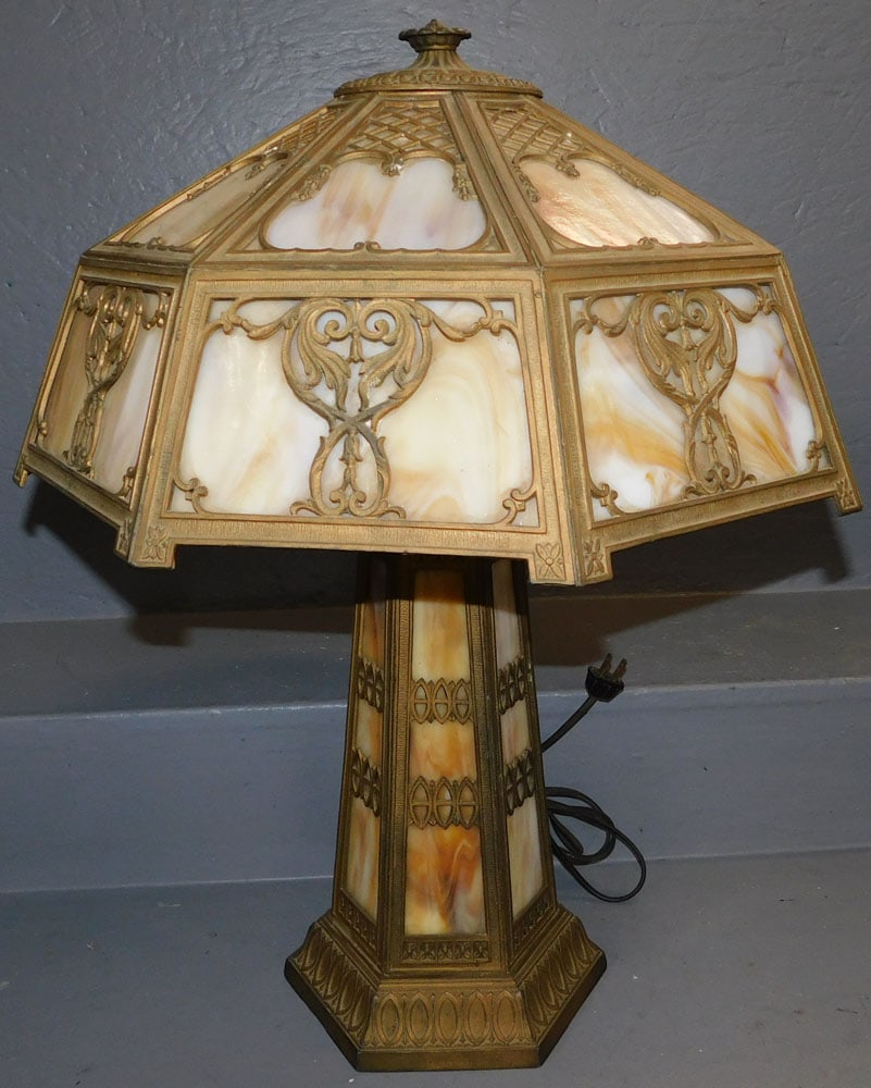 Antique Slag Glass Lamp (1 of 3)