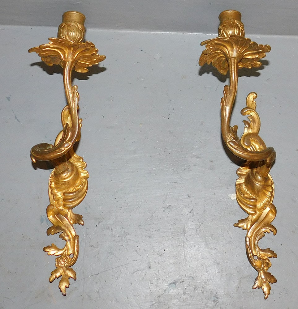Pair of Gilded Bronze Sconces (1 of 7)
