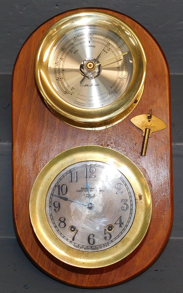 Brass Barometer & Ship Clock Weather Station by Seth Thomas (1 of 4)