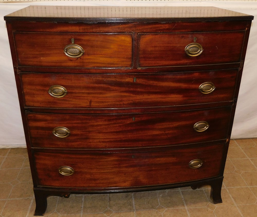 19th Century Mahogany English 2/3 Bowfront Chest (1 of 6)