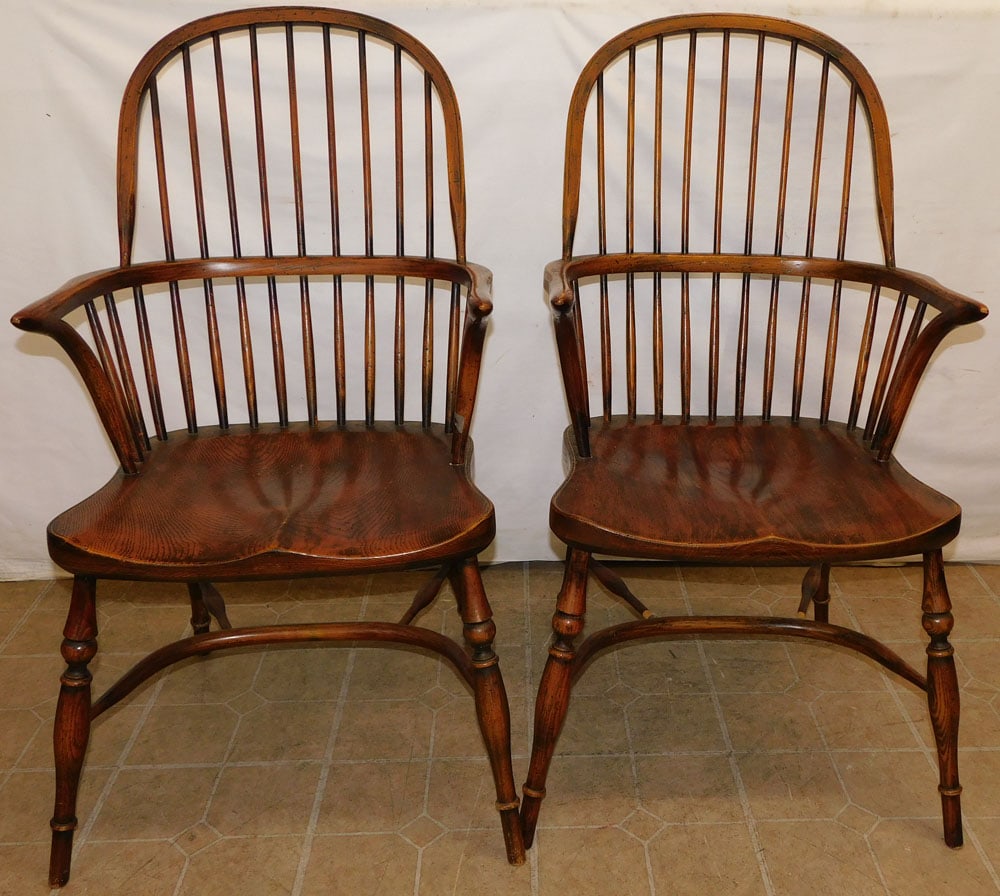 Pair of Elmwood Windsor Arm Chairs (1 of 3)
