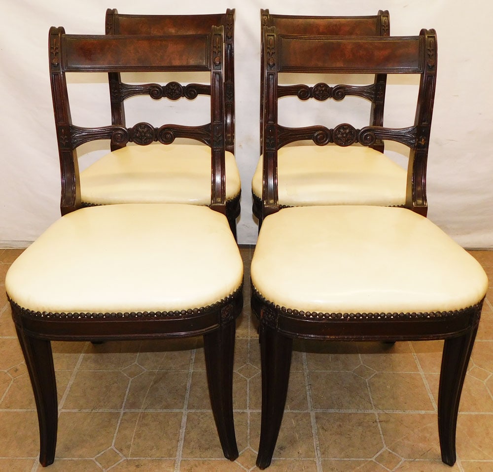 Set of 4 Antique Mahogany Regency Dining Chairs (1 of 8)