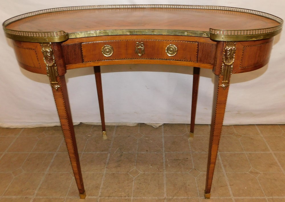 19th Century French Kidney Shaped Ladies Desk with Brass Gallery (1 of 6)