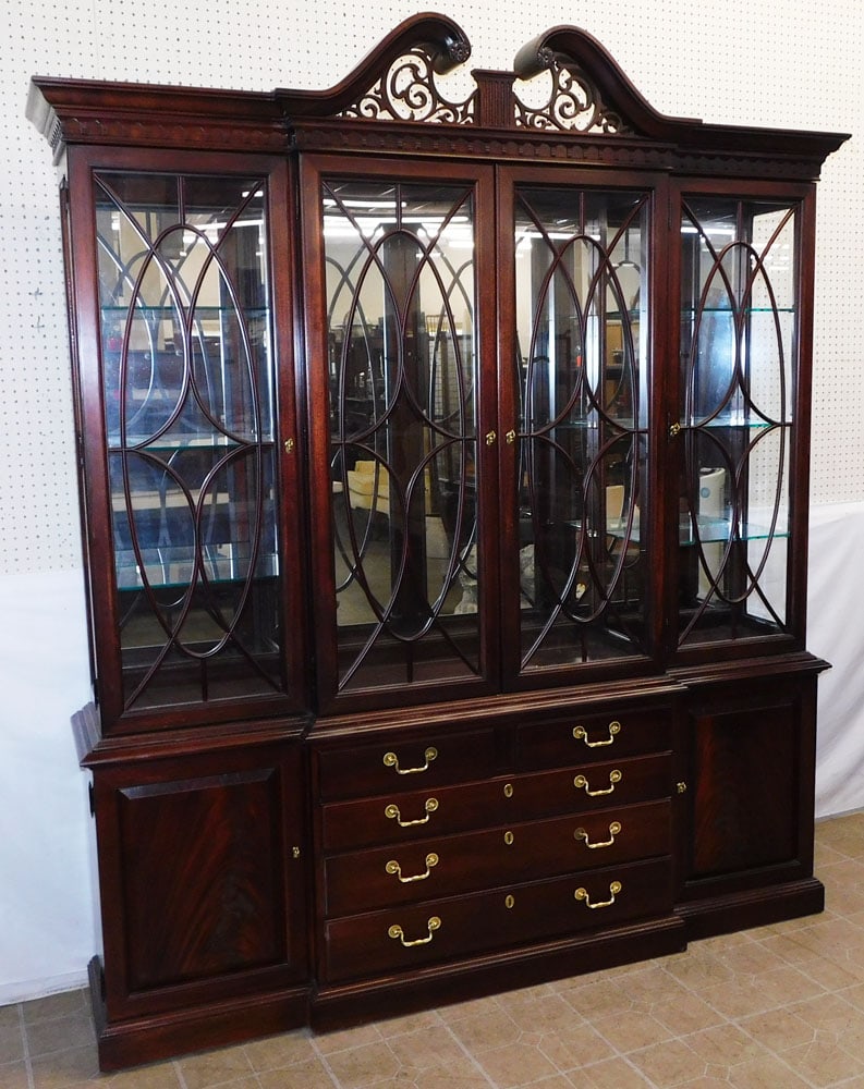 Mahogany 2 Part Broken Arch Top Breakfront by Thomasville (1 of 15)