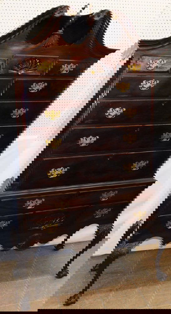 Antique Mahogany 2 Part Bonnet Top Highboy with Claw feet (1 of 11)