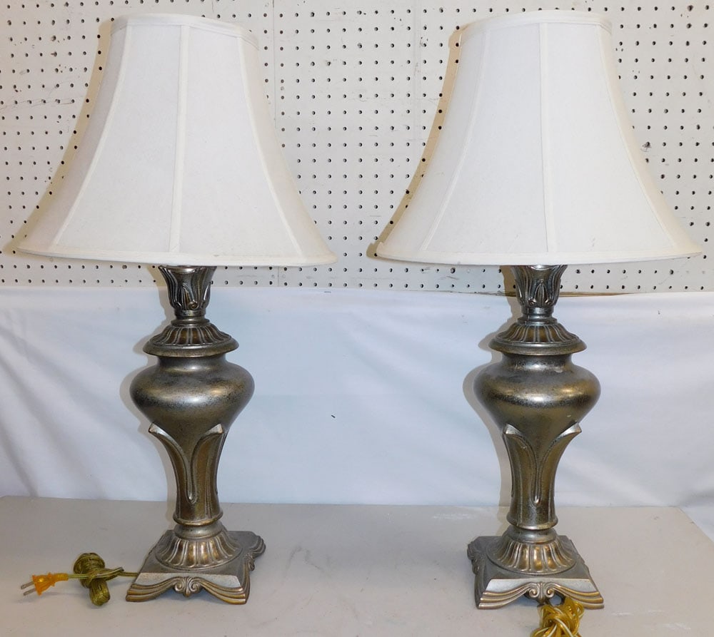 Pair of Gilded Metal Lamps (1 of 3)