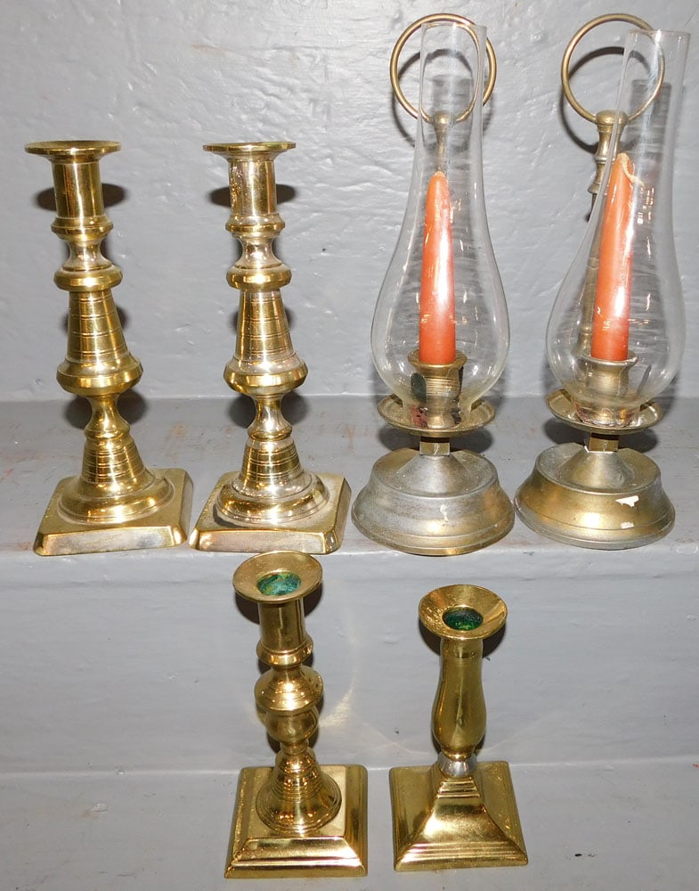 Lot of 6 Antique Brass Candlesticks (1 of 5)