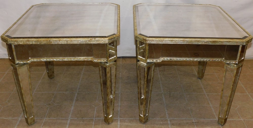 Pair of Venetian Style Silver Gilded & Mirror End Tables (1 of 5)