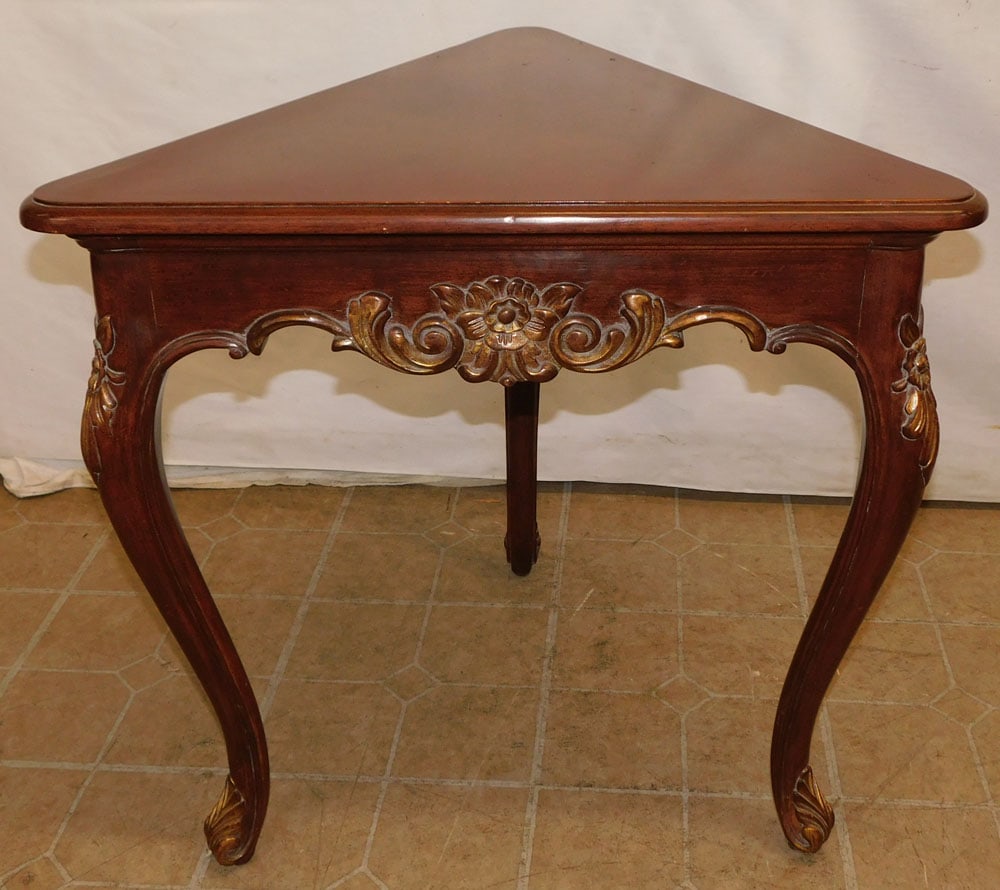 Carved Walnut Corner French Style Table (1 of 3)