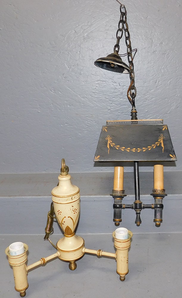2 Antique Tole Painted Light Fixtures (1 of 3)