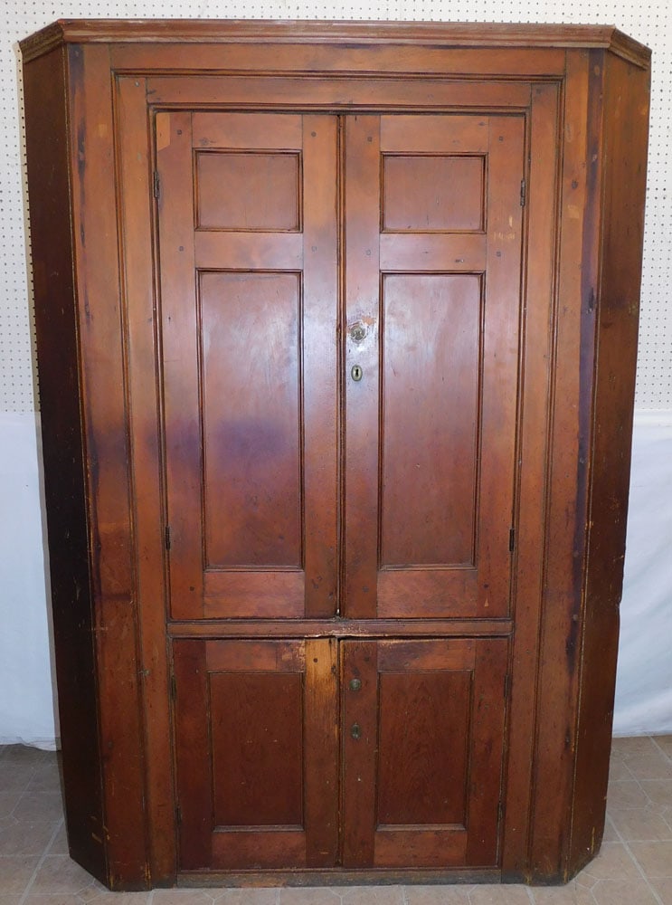 Antique Pine Blind Door Corner Cabinet (1 of 3)
