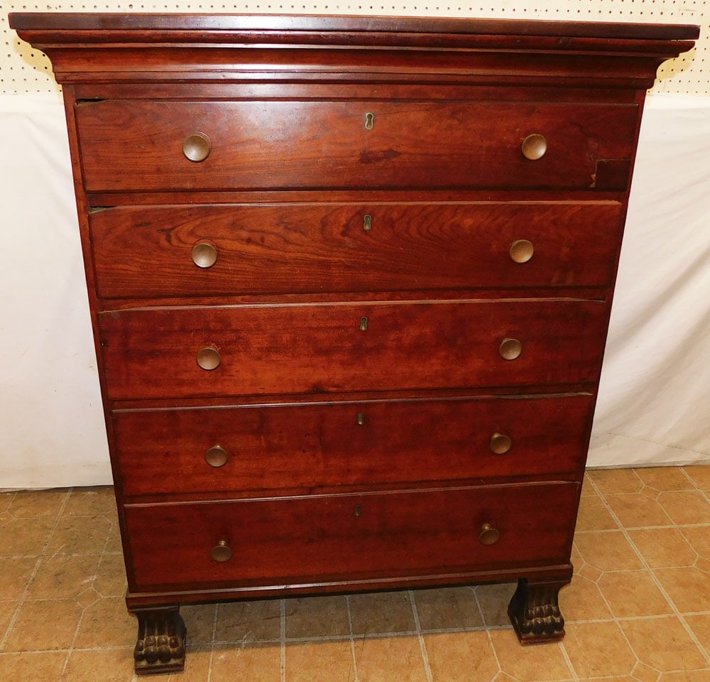 19th Century Cherry 5 Drawer Chest (1 of 6)