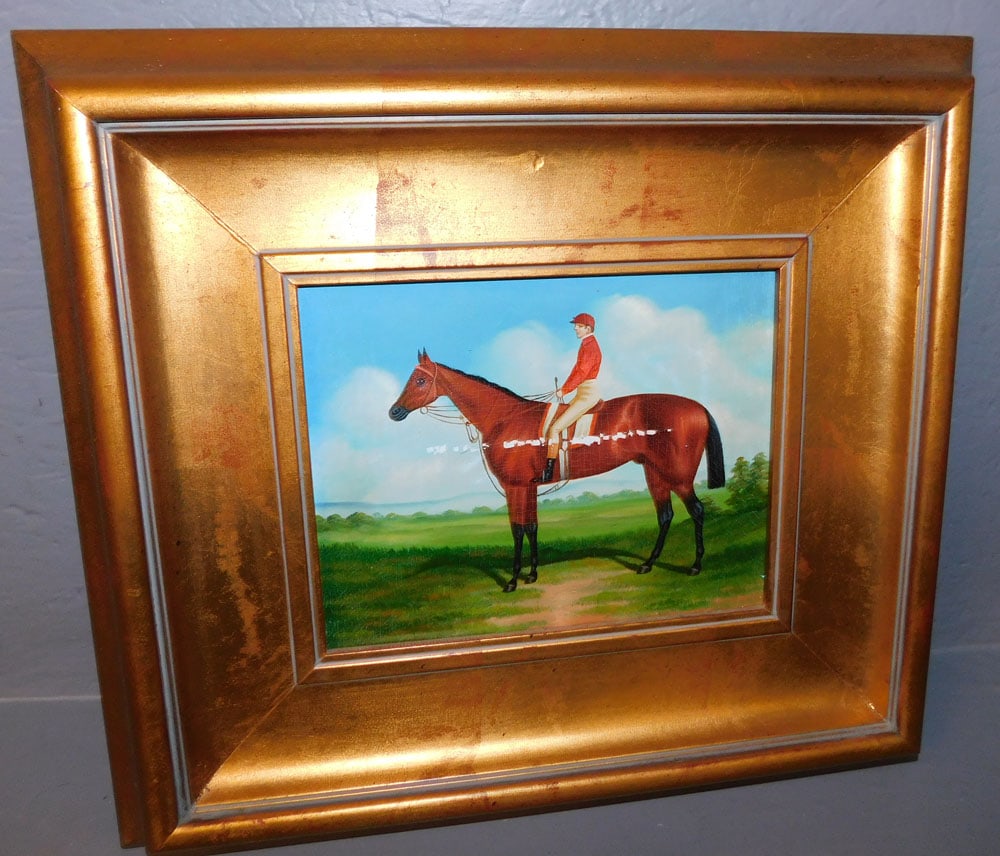 Framed Oil on Canvas of an Equestrian Scene (1 of 3)