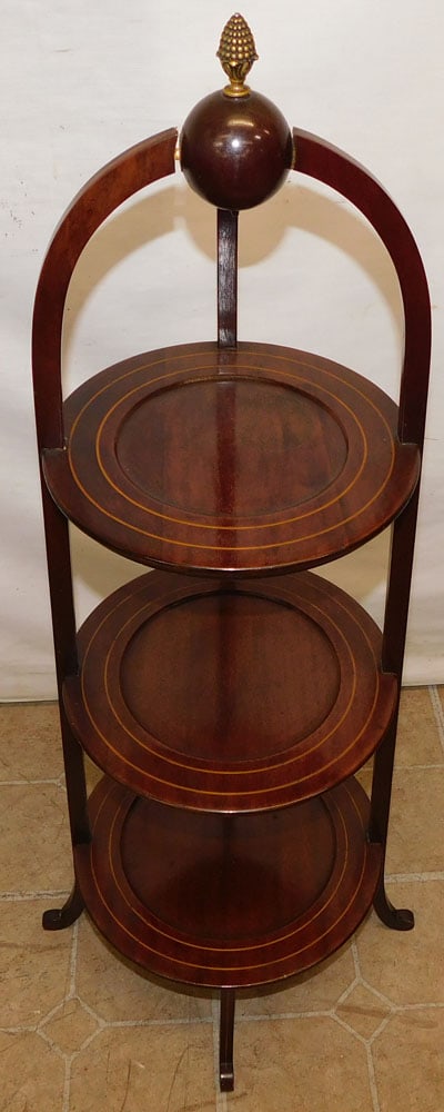 Mahogany Inlaid 3 Tier Muffin Stand (1 of 3)