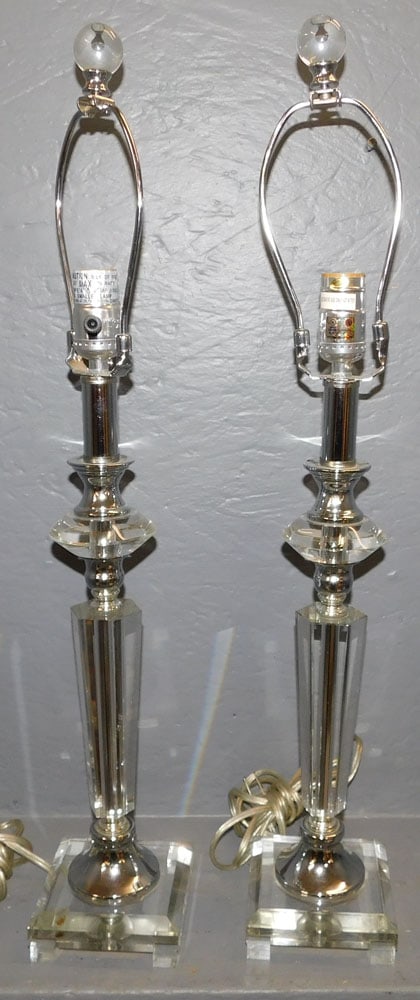 Pair of Modern Glass & Chrome Lamps (1 of 2)