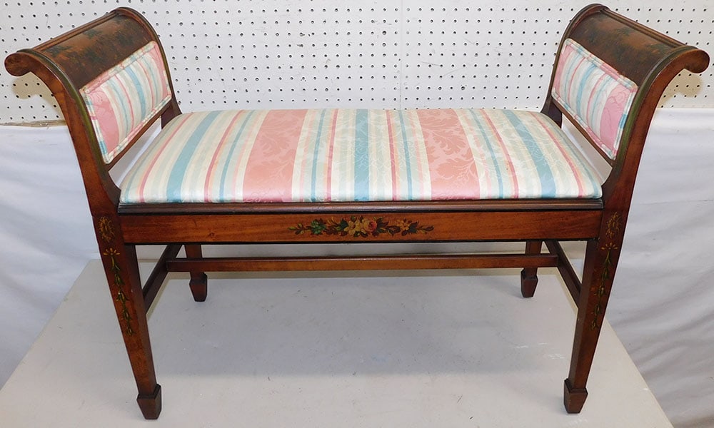 Adams Paint Decorated Satinwood Bench by Johnson Furniture Co. (1 of 8)