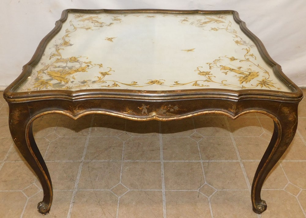 Chinoiserie Paint Decorated Tea Table with Eglomise Top (1 of 3)